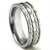 Tungsten Carbide Silver Rope Wedding Band Ring