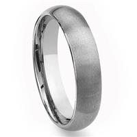 Tungsten Carbide 6mm Brushed Dome Wedding Band Ring