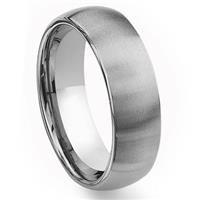 Tungsten Carbide 8mm Brushed Dome Wedding Band Ring