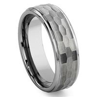 Tungsten Carbide Hammer Finish  Wedding Band Ring