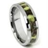 Tungsten Carbide Green Riverstone Inlay Wedding Band Ring