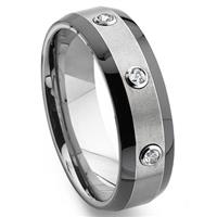 Tungsten Carbide Diamond Two-Tone  Wedding Band Ring