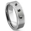 Tungsten Carbide Black Diamond Flat Top Wedding Band Ring