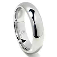 Cobalt XF Chrome 6MM Plain High Polish Dome Wedding Band Ring