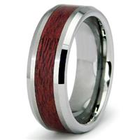 Tungsten Carbide Maple Wood Wedding Band Ring