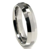 Titanium 6mm Beveled Wedding Band Ring