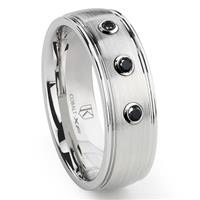 Cobalt XF Chrome 8MM Black Diamond Dome Wedding Band Ring