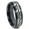 Black Tungsten Carbide 8MM Diamond Cut Ribbed Wedding Band Ring