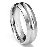 Cobalt XF Chrome 8MM Concave Wedding Band Ring w/ Beveled Edges