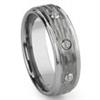 Tungsten Carbide Diamond Hammer Finish Wedding Band Ring