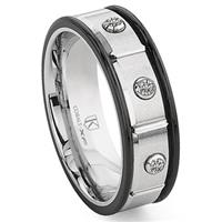 Cobalt XF Chrome 8MM Two Tone Diamond Wedding Band Ring