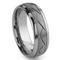 Tungsten Carbide Diamond Cut Groove Newport Wedding Band Ring