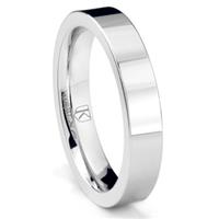 Cobalt XF Chrome 4MM Flat Wedding Band Ring