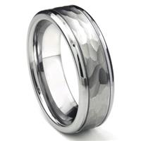 Tungsten Carbide Hammer Finish Wedding Band Ring /w Grooves