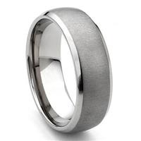 Tungsten Carbide Horizontal Satin Finish Wedding Band Ring