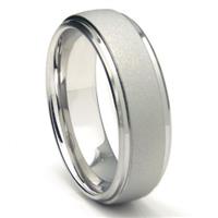 White Tungsten Carbide SandBlast Finish  Wedding Band Ring
