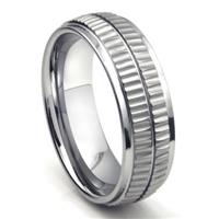 Tungsten Carbide Double Coin Edge Wedding Band Ring