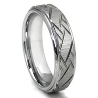 Tungsten Carbide Diagonal Groove Wedding Band Ring