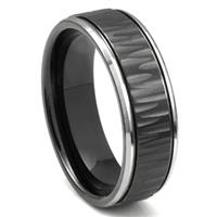 Black Tungsten Carbide 8MM Hammer Finish Newport Wedding Band Ring