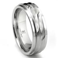 Cobalt XF Chrome 8MM Wave Finish Wedding Band Ring