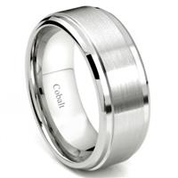 Cobalt XF Chrome 9MM Brush Center Wedding Band Ring