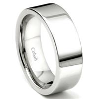 Cobalt XF Chrome 8MM High Polish Flat Wedding Band Ring