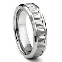 Tungsten Carbide ZigZag Pattern Wedding Band Ring