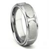 Tungsten Carbide Horizontal Satin Finish  Wedding Band Ring w/ Raised Center