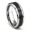 Tungsten Carbide Black Lava Riverstone Inlay Wedding Band Ring