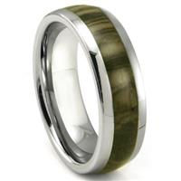 Tungsten Carbide Oak Metamorphic stone Inlay Dome Wedding Band Ring