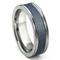 Tungsten Carbide Blue Ceramic Inlay Wedding Band Ring w/ Horizontal Satin Finish