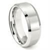 White Tungsten Carbide 8MM Beveled Wedding Band Ring