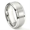 White Tungsten Carbide 9MM Brush Center Wedding Band Ring
