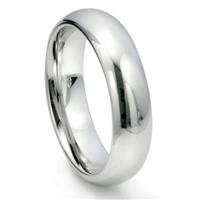 White Tungsten Carbide 6MM Plain Dome Wedding Ring