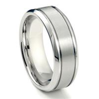 White Tungsten Carbide 8MM Newport Wedding Band Ring