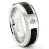 Cobalt Chrome 8MM Diamond & Black Carbon Fiber Inlay Wedding Band Ring