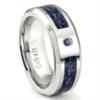 Cobalt Chrome 8MM Blue Sapphire & Blue Carbon Fiber Inlay Wedding Band Ring