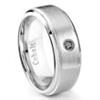 Cobalt Chrome 8MM Black Diamond Wedding Band Ring w/ Stepped Edges