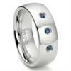Cobalt Chrome 8MM 3 Blue Sapphire Domed Wedding Band Ring