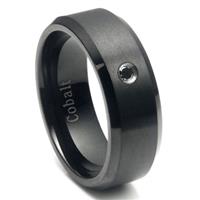 Cobalt Chrome Black Plated Black Diamond Wedding Band Ring