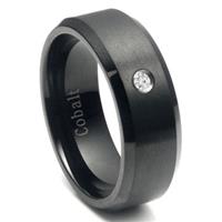 Cobalt Chrome Black Plated Diamond Wedding Band Ring