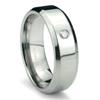 Titanium 6mm Solitaire Diamond High Polish Beveled Wedding Band Ring