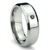 Titanium 6mm Solitaire Black Diamond High Polish Beveled Wedding Band Ring