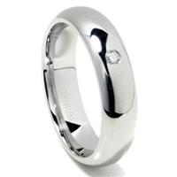 Titanium 6mm Solitaire Diamond High Polish Dome Wedding Band Ring