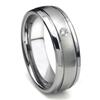 Tungsten Carbide Diamond Newport Dome Men's Wedding Band Ring