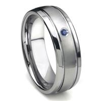 Tungsten Carbide Sapphire Newport Dome Men's Wedding Band Ring