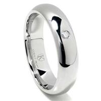 Cobalt XF Chrome 6MM Diamond High Polish Dome Wedding Band Ring