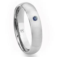 Cobalt XF Chrome 6MM Sapphire Brush Finish Dome Wedding Band Ring