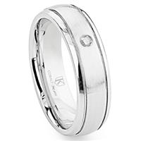 Cobalt XF Chrome 7MM Solitaire Diamond Newport Dome Wedding Band Ring