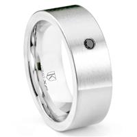 Cobalt XF Chrome 8MM Solitaire Black Diamond Pipe Cut Flat Wedding Band Ring